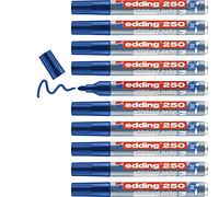 Edding 250-003 - Caja de 10 Marcadores para Pizarras Blancas - Punta Redonda 1.5-3 mm - Azul