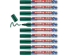 Edding 250-004 - Caja de 10 Marcadores para Pizarras Blancas - Punta Redonda 1.5-3 mm - Verde