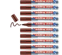 Edding 250-007 - Caja de 10 Marcadores para Pizarras Blancas - Punta Redonda 1.5-3 mm - Marron