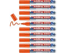 Edding 250 marcador para pizarras blancas - naranja - 10 rotuladores - punta redonda 1,5-3 mm - rotulador para pizarra blanca, borrado en seco - pizarra blanca, flipchart, tablón de notas