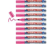 Edding 250 marcador para pizarras blancas - rosa - 10 rotuladores - punta redonda 1,5-3 mm - rotulador para pizarra blanca, borrado en seco - pizarra blanca, flipchart, tablón de notas