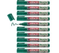 Edding 28-004 - Caja de 10 Marcadores para Pizarras Blancas Ecoline - Punta Redonda 1,5-3 mm - Verde