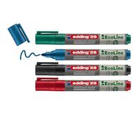 Edding 28-4-S - Caja de 4 Marcadores para Pizarras Blancas - Punta Redonda 1,5-3mm - Verde - Rojo - Azul - Negro