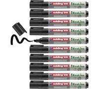 edding Marcadores para pizarra blanca 29-001 - Caja con 10, Punta biselada 1-5 mm - Negro