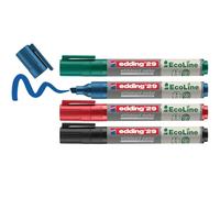 Edding 29-4-S - Caja de 4 Marcadores para Pizarras Blancas - Punta Redonda 1-5mm - Verde - Rojo - Azul - Negro