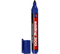 edding 300 marcador permanente - azul - 1 rotulador- punta redonda 1,5-3 mm - resistente al agua, de secado rápido, rotuladores indelebles - para cartón, plástico, vidrio, madera, metal