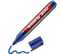 edding 300 marcador permanente - azul - 1 rotulador- punta redonda 1,5-3 mm - resistente al agua, de secado rápido, rotuladores indelebles - para cartón, plástico, vidrio, madera, metal