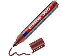 edding 300 marcador permanente - marrón - 1 rotulador - punta redonda 1,5-3 mm - resistente al agua, de secado rápido, rotuladores indelebles - para cartón, plástico, vidrio, madera, metal