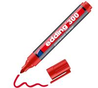 edding 300 marcador permanente - rojo - 1 rotulador- punta redonda 1,5-3 mm - resistente al agua, de secado rápido, rotuladores indelebles - para cartón, plástico, vidrio, madera, metal
