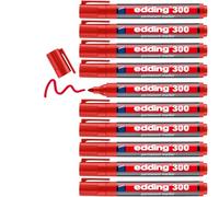 edding Juego de 4 rotuladores permanentes 300, recargables, 1,5-3 mm, color rojo