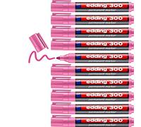 edding 300 marcador permanente - rosa - 10 rotuladores- punta redonda 1,5-3 mm - resistente al agua, de secado rápido, rotuladores indelebles - para cartón, plástico, vidrio, madera, metal