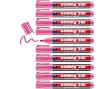 edding 300 marcador permanente - rosa - 10 rotuladores- punta redonda 1,5-3 mm - resistente al agua, de secado rápido, rotuladores indelebles - para cartón, plástico, vidrio, madera, metal