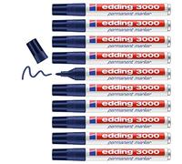 Edding 3000-017 - Caja con 10 Marcadores Permanentes - 1,5-3mm - Azul Acero