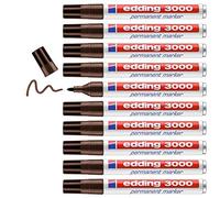 Edding 3000-018 - Caja con 10 Marcadores Permanentes - 1,5-3mm - Marron Oscuro
