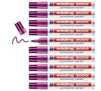 Edding 3000-020 - Caja con 10 Marcadores Permanentes - 1,5-3mm - Magenta