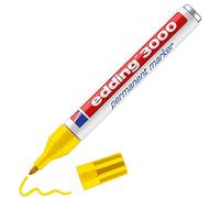 edding 3000 marcador permanente - amarillo - 1 rotulador - punta redonda 1,5-3 mm - indeleble de secado rápido - resistente al agua y a los borrones - cartón, plástico, madera, metal - universal
