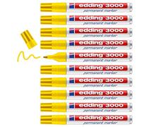 edding 3000 marcador permanente - amarillo - 10 rotuladores - punta redonda 1,5-3 mm - indeleble de secado rapido - resistente al agua y a los borrones - universal