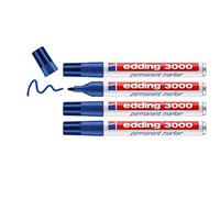 Edding Marcador permanente 3000 - azul - 4 rotuladores - punta redonda 1,5-3 mm - indeleble