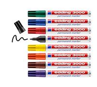 edding 3000 marcador permanente - caja metÃ¡lica de 8 colores - punta redonda - indeleble de secado rapido - resistente al agua y a los borrones - carton plastico madera metal - rotuladores universal