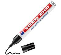 edding 3000 marcador permanente - negro - 1 rotulador - punta redonda 1,5-3 mm - indeleble de secado rápido - resistente al agua y a los borrones - cartón, plástico, madera, metal, tela - universal