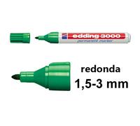 Edding 3000 Rotulador permanente verde de punta redonda (1,5-3 mm)