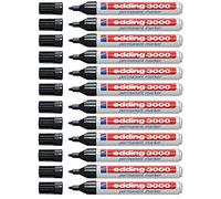 edding 3000 rotuladores permanentes, 1,5-3 mm, recargables (12 unidades, negro)