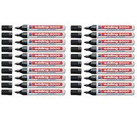 edding 3000 rotuladores permanentes, 1,5-3 mm, recargables (20 unidades), color negro