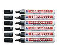 edding 3000 rotuladores permanentes, 1,5-3 mm, recargables (6 unidades, negro)