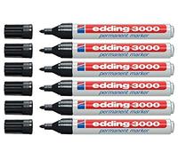 edding 3000 rotuladores permanentes, 1,5-3 mm, recargables (6 unidades, negro)