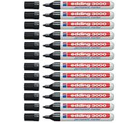 Edding 3000 rotuladores permanentes (pack de 12 unidades), color negro