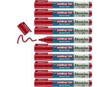 edding 31 EcoLine marcador para flipcharts - rojo - 10 rotuladores - punta redonda de 1,5-3 mm - para escribir, dibujar y marcar sobre papel - recargable, no traspasa, no mancha