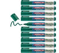 edding 31 EcoLine marcador para flipcharts - verde - 10 rotuladores - punta redonda de 1,5-3 mm - para escribir, dibujar y marcar sobre papel - recargable, no traspasa, no mancha