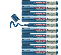 edding 32 EcoLine marcador para flipcharts - azul - 10 rotuladores - punta biselada de 1-5 mm - para escribir, dibujar y marcar sobre papel - recargable, no traspasa, no mancha