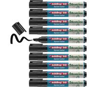 edding 32 EcoLine marcador para flipcharts - negro - 10 rotuladores - punta biselada de 1-5 mm - para escribir, dibujar y marcar sobre papel - recargable, no traspasa, no mancha
