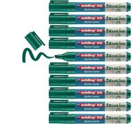 edding 32 EcoLine marcador para flipcharts - verde - 10 rotuladores - punta biselada de 1-5 mm - para escribir, dibujar y marcar sobre papel - recargable, no traspasa, no mancha