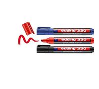 edding Marcadores permanentes 330-3 Punta biselada 1-5 mm Azul-Rojo-Azul