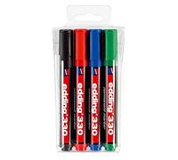 Edding 330-4 Marcadores Permanentes - Negro - Rojo - Azul - Verde - Punta biselada 1-5 mm