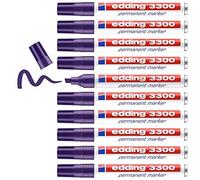 Edding 3300-008 - Caja con 10 Marcadores Permanentes - Punta Biselada - 1-5 mm - Violeta