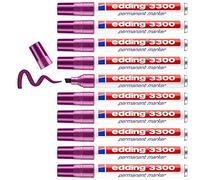 Edding 3300-020 - Caja con 10 Marcadores Permanentes - Punta Biselada - 1-5 mm - Magenta