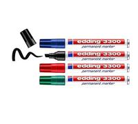 Edding 3300-4 Marcadores Permanentes - Punta Biselada - 1-5mm - Negro - Rojo - Azul - Verde