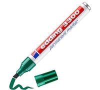 edding Marcador permanente 3300 – Verde, punta biselada 1–5 mm, indeleble y resistente al agua
