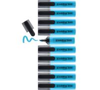 edding 345 marcadores fluorescente - azul claro - 10 marcador fluorescente - punta biselada de 2-5 mm - ideal para hacer marcas brillantes y resaltar pasajes de texto y notas