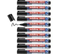 Edding Marcadores para pizarra blanca 360-001 – Caja con 10, punta redonda 1.5-3 mm, negro