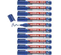 Edding 360-003 - Caja con 10 Marcadores para Pizarra Blanca - Punta Redonda 1.5-3 mm - Azul