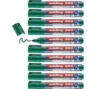 Edding 360-004 - Caja con 10 Marcadores para Pizarra Blanca - Punta Redonda 1.5-3 mm - Verde