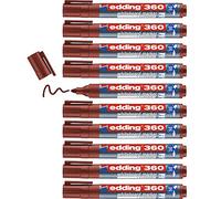 edding 360 marcador para pizarras blancas - marrón - 10 rotuladores - punta redonda 1,5-3 mm - rotulador para pizarra blanca, borrado en seco - pizarra blanca, flipchart, tablón de notas