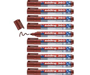 edding 360 marcador para pizarras blancas - marrón - 10 rotuladores - punta redonda 1,5-3 mm - rotulador para pizarra blanca, borrado en seco - pizarra blanca, flipchart, tablón de notas