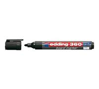 edding 360 marcador para pizarras blancas - negro - 1 rotulador - punta redonda 1,5-3 mm - rotulador para pizarra blanca, borrado en seco - pizarra blanca, flipchart, tablón de notas - recargable