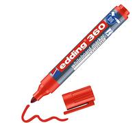 edding 360 marcador para pizarras blancas - rojo - 1 rotulador - punta redonda 1,5-3mm - rotulador para pizarra blanca, borrado en seco - pizarra blanca, flipchart, tablón de notas - recargable
