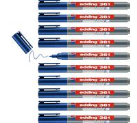 edding 361 marcador para pizarras blancas - azul - 10 rotuladores - punta redonda 1 mm - rotulador para pizarra blanca, borrado en seco - pizarra blanca, flipchart, tablón de notas - recargable